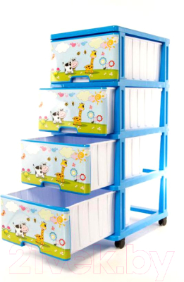 Комод пластиковый Dunya На лужайке / 0403-9 (голубой)