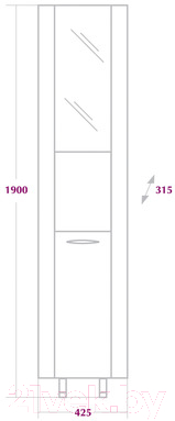 Шкаф-пенал для ванной Onika Дюна 30.15 R (403036)