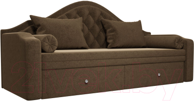 Диван Лига Диванов Сойер / 100570 (микровельвет, коричневый) - фото