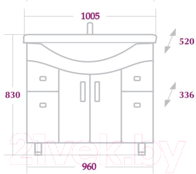 Тумба под умывальник Onika Эльбрус 100.13 (110008)
