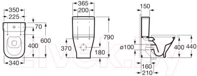 Чаша унитаза напольного Roca The Gap Square Rimless 734273700H