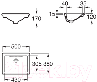 Умывальник Roca Diverta 50x38 / A327114000