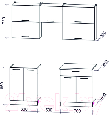 Готовая кухня Интерлиния Мила Gloss 50-18