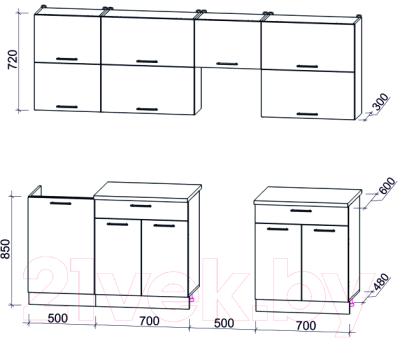 Готовая кухня Интерлиния Мила Gloss 50-24