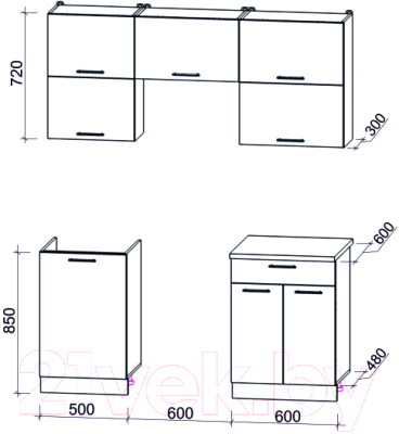Готовая кухня Интерлиния Мила Gloss 60-17