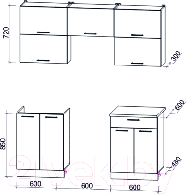 Готовая кухня Интерлиния Мила Gloss 60-18