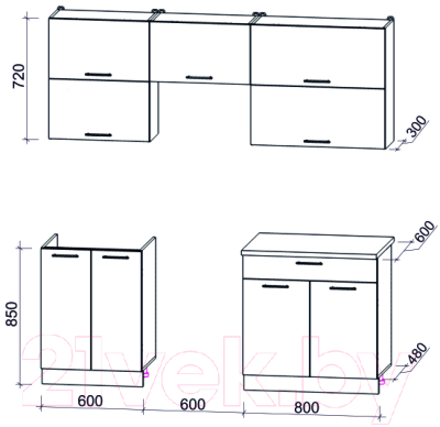 Готовая кухня Интерлиния Мила Gloss 60-20