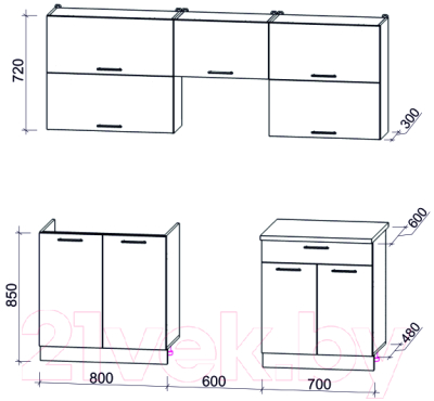 Готовая кухня Интерлиния Мила Gloss 60-21