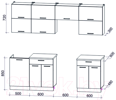 Готовая кухня Интерлиния Мила Gloss 60-23