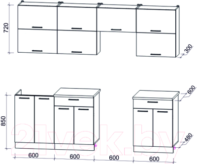 Готовая кухня Интерлиния Мила Gloss 60-24