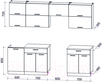 Готовая кухня Интерлиния Мила Gloss 60-25