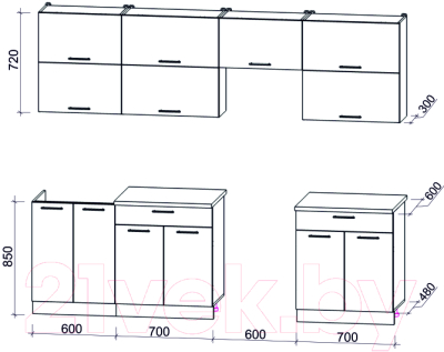 Готовая кухня Интерлиния Мила Gloss 60-26