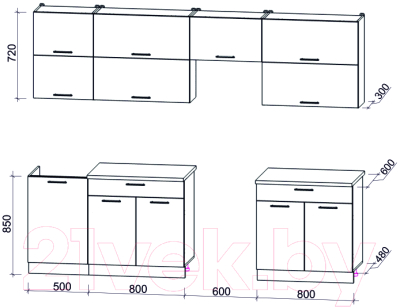 Готовая кухня Интерлиния Мила Gloss 60-27