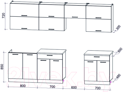 Готовая кухня Интерлиния Мила Gloss 60-28