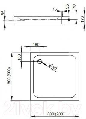 Душевой поддон Radaway Siros C900 Compact / SBC9917-2