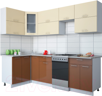 Готовая кухня Интерлиния Мила Gloss 50-12x25 - фото