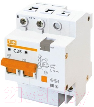 Дифференциальный автомат TDM АД-2-2Р-25А-30мА / SQ0221-0002 - фото