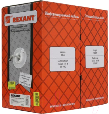 Кабель Rexant UTP 4PR 24AWG CAT5e STRANDED / 01-0044 - фото