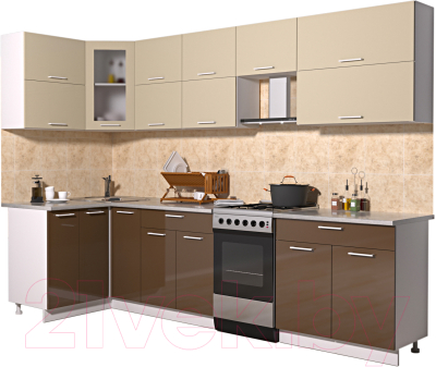 Готовая кухня Интерлиния Мила Gloss 50-12x29 - фото