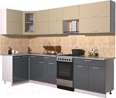Готовая кухня Интерлиния Мила Gloss 50-12x29 - фото