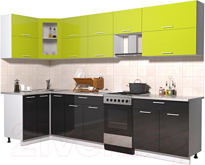 Готовая кухня Интерлиния Мила Gloss 50-12x30 - фото