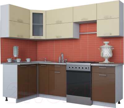 Готовая кухня Интерлиния Мила Gloss 60-12x25 - фото