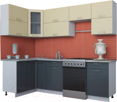 Готовая кухня Интерлиния Мила Gloss 60-12x25 - фото