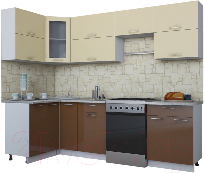 Готовая кухня Интерлиния Мила Gloss 60-12x26 - фото