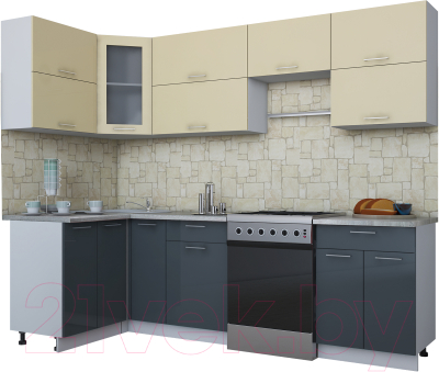 Готовая кухня Интерлиния Мила Gloss 60-12x26 - фото