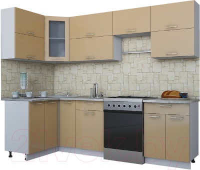 Готовая кухня Интерлиния Мила Gloss 60-12x26 - фото