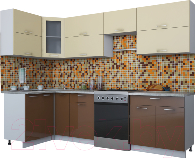 Готовая кухня Интерлиния Мила Gloss 60-12x28 - фото