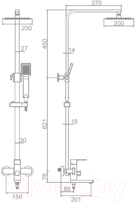 Душевая система со смесителем Ledeme L72433B