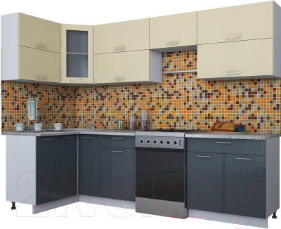 Готовая кухня Интерлиния Мила Gloss 60-12x28 - фото