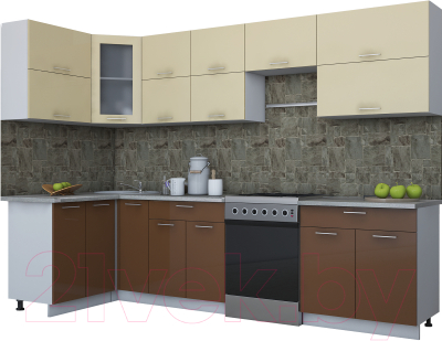Готовая кухня Интерлиния Мила Gloss 60-12x30 - фото
