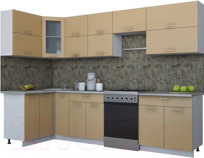 Готовая кухня Интерлиния Мила Gloss 60-12x30 - фото