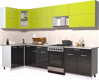 Готовая кухня Интерлиния Мила Gloss 60-12x30 - фото