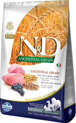 Сухой корм для собак Farmina N&D Low Grain Lamb & Blueberry Adult Medium & Maxi (12кг) - фото