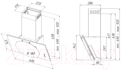 Вытяжка наклонная Akpo Selene Eco 60 WK-4