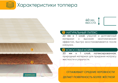 Наматрасник ортопедический Фабрика сна Топпер Т-6 150x200