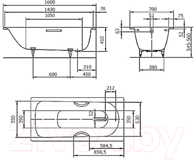 Ванна стальная Kaldewei Saniform Plus 362-1 160x70