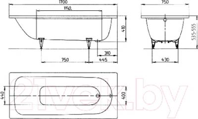 Ванна стальная Kaldewei Saniform Plus 373-1 170x75 / 112600013001 (easy-clean)