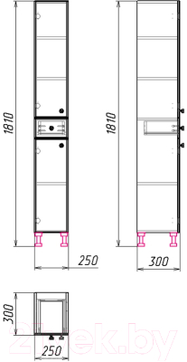 Шкаф-пенал для ванной Гамма 51.25 ОФ8 (белый, правый)