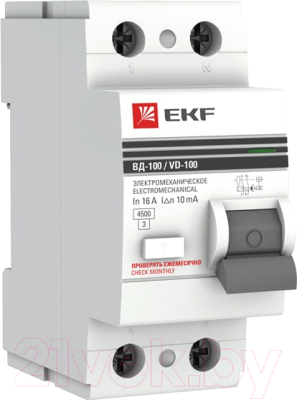 Устройство защитного отключения EKF PROxima ВД-100 2P 32А 30мА / elcb-2-32-30-em-pro - фото