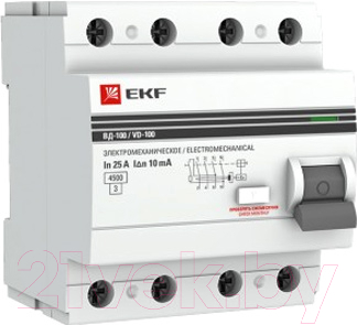 Устройство защитного отключения EKF PROxima ВД-100 4P 40А 30мА / elcb-4-40-30-em-pro - фото
