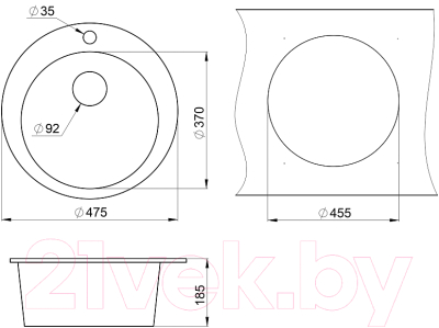 Мойка кухонная GRANULA GR-4801 (черный)