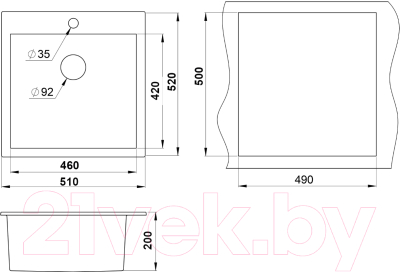 Мойка кухонная GRANULA GR-5102 (черный)