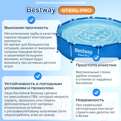 Каркасный бассейн Bestway Steel Pro 56679
