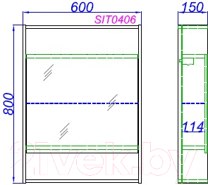 Шкаф с зеркалом для ванной Aqwella Сити 60 / SIT0406DK