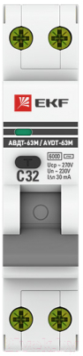 Дифференциальный автомат EKF АВДТ-63М 16А/30мА / DA63M-16-30 - фото