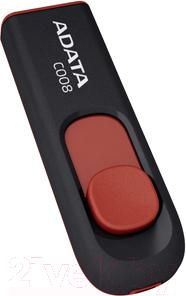 Usb flash накопитель A-data C008 Black-Red 16 Gb (AC008-16G-RKD) - фото